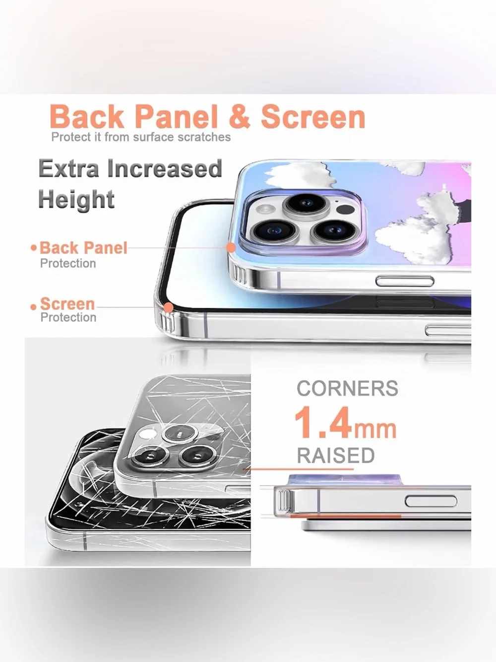 iPhone 13 Pro phone case - clear cloud design